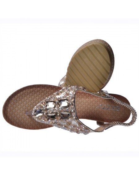 SIKETU Bohemia Style Women Female Sandals Wedge Heel Crystal Gold Size 38