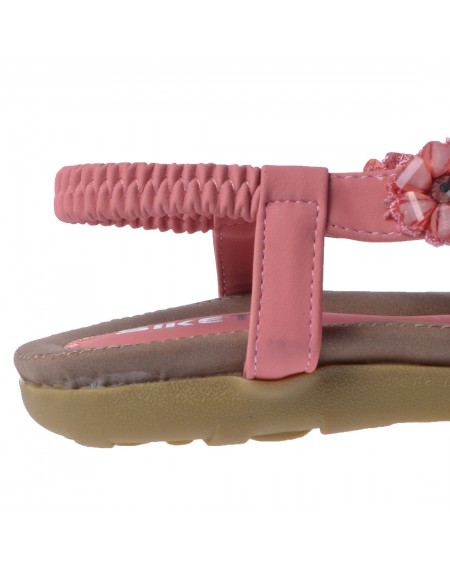 SIKETU Bohemia Style Women Female Sandals Flat Heel Crystal Flower Decorated Pink Size 39