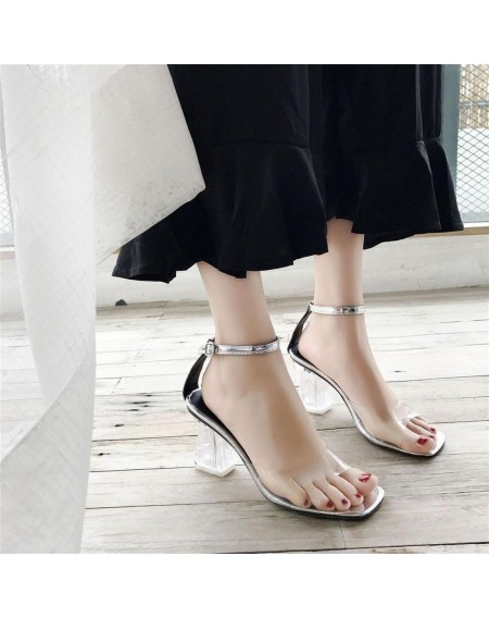 Fashion Transparent Upper Heels Women Sandals Peep Toes Women High Heel Shoes