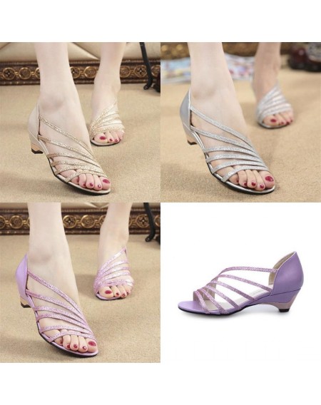 Summer Fashionable Design Women Fish Mouth Glitter Hollow Out Peep Toe Sandals