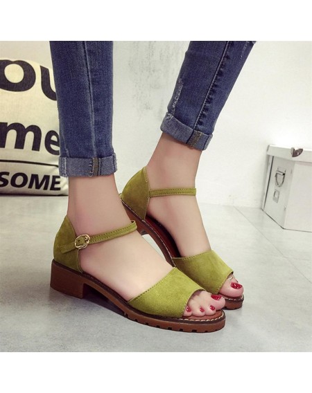 Summer Women Peep Toes Shoes Ankle Strap Sandals Elegant Chunky Heels Shoes