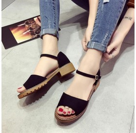 Summer Women Peep Toes Shoes Ankle Strap Sandals Elegant Chunky Heels Shoes