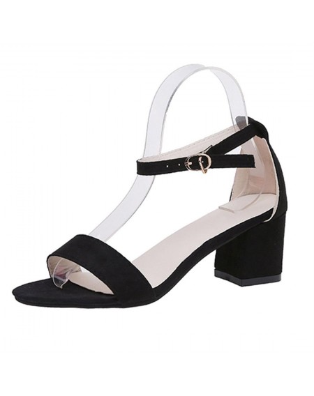 Summer Lady Middle Heels Shoes Ankle Strap Sandals Chunky Heels Women Shoes