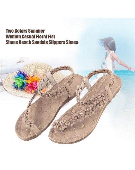 Two Colors Summer Women Casual Floral Flat Shoes Beach Sandals Slippers Shoes