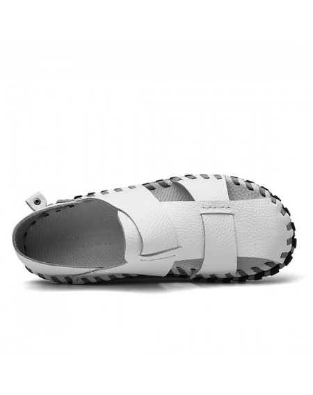 Soft Leather Flat Shoes Man Sandal Slippers Comfortable Breathable Beach Shoes