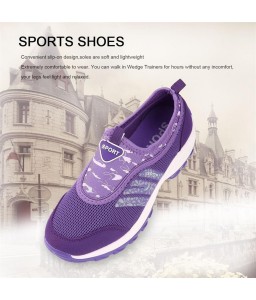 Women Summer Sports Slip On Shoes Breathable Flat Mesh Shoes with Flat Sole