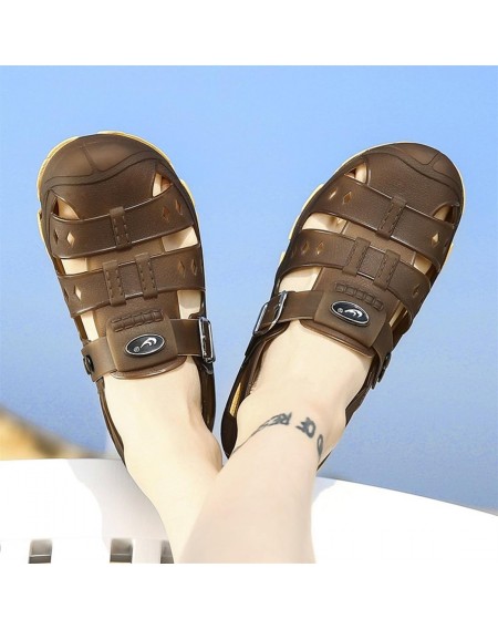 Summer Men Beach Shoes Sandals Anti-Slip Rubber Shoes Hollow Out Slippers