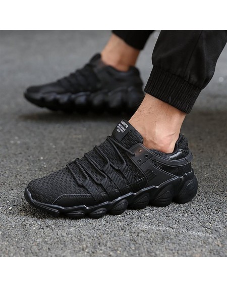Autumn Winter Men Sneaker Running Shoes Breathable Knitted Fabric Sport Shoes