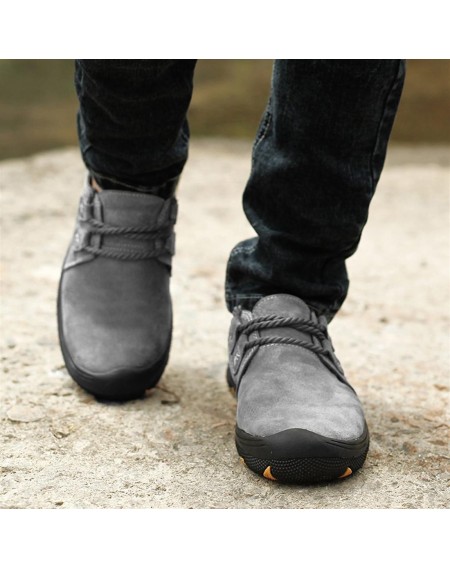 Trendy Design Autumn Men Male Soft Leather Outdoor Climbing Flat Shoes