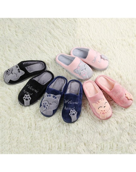 Cotton Fabric Slippers Anti-slip Thick Sole Indoor Slippers For Lover Couples