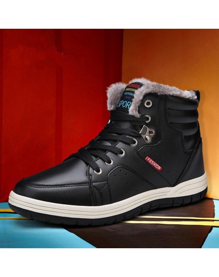 Solid Color High-top Snow Boots Anti-slip Ankle Boots for Male for Winter