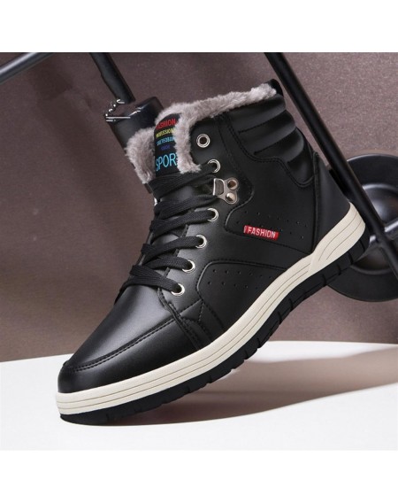 Solid Color High-top Snow Boots Anti-slip Ankle Boots for Male for Winter